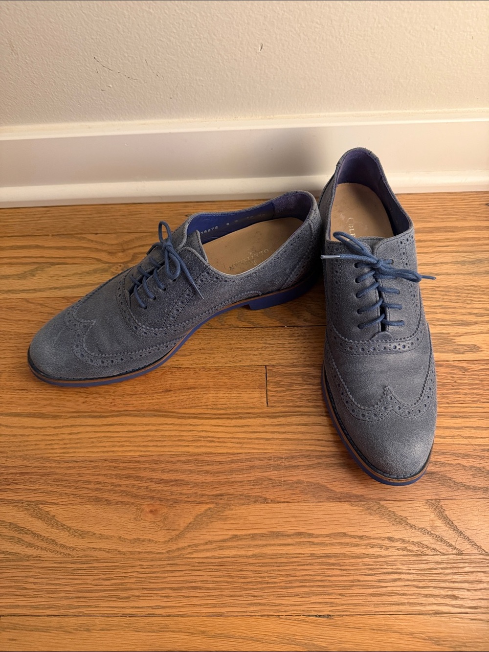 Cole Haan Blue Suede Wingtip Oxfords